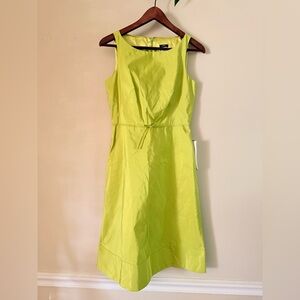 J. Crew‎ Vibrant Green 100%Silk Midi Dress size 2